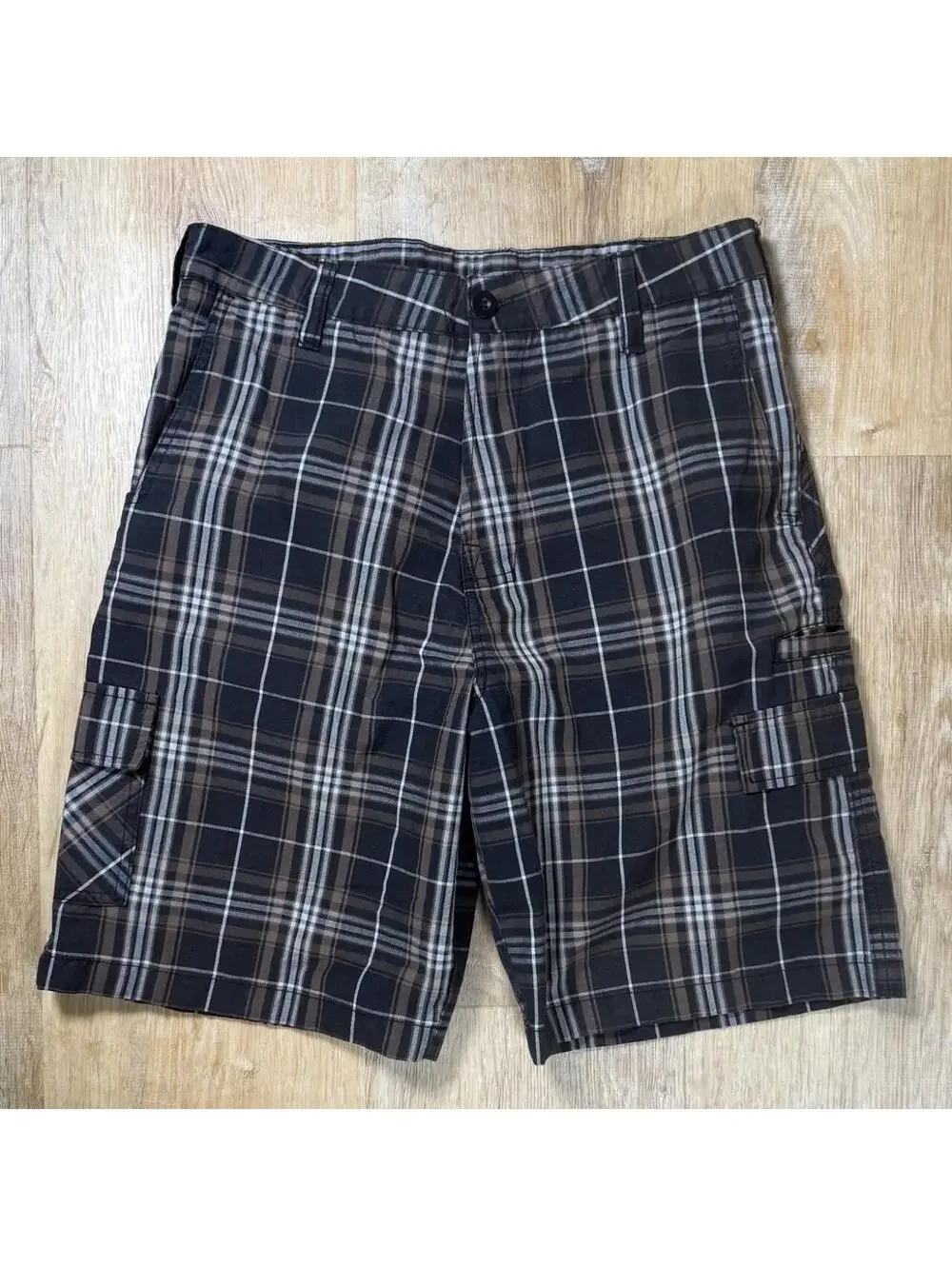 Y2K Burnside Plaid Cargo Shorts – Brown (30